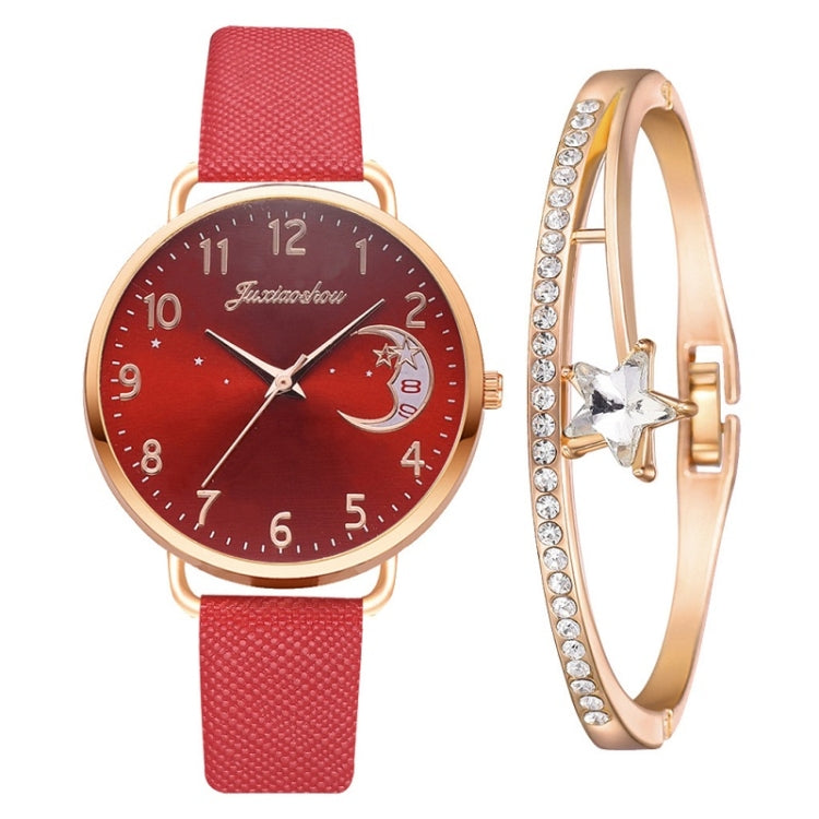 Ladies Moon Pattern Dial PU Strap Quartz Watch Reluova