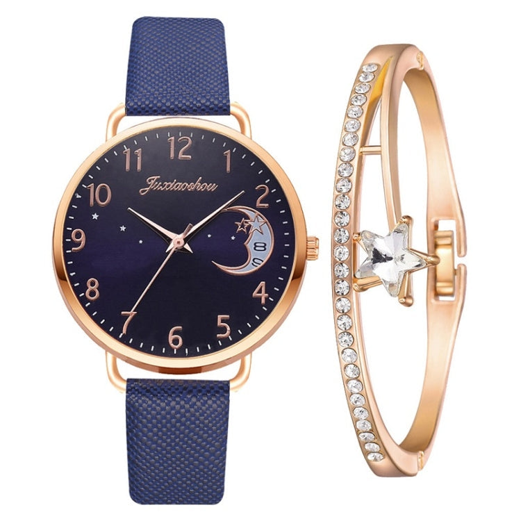 Ladies Moon Pattern Dial PU Strap Quartz Watch Reluova