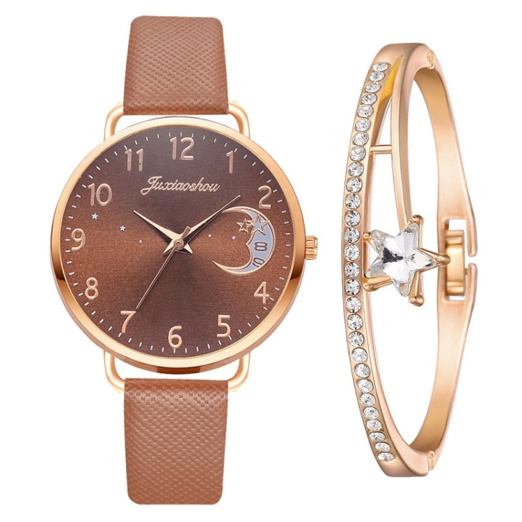 Ladies Moon Pattern Dial PU Strap Quartz Watch Reluova