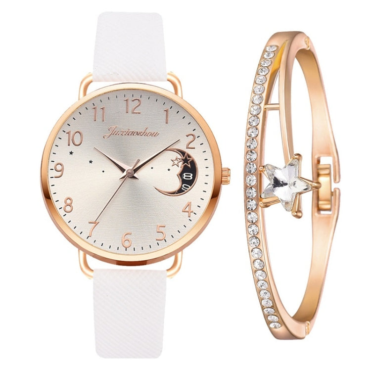 Ladies Moon Pattern Dial PU Strap Quartz Watch Reluova