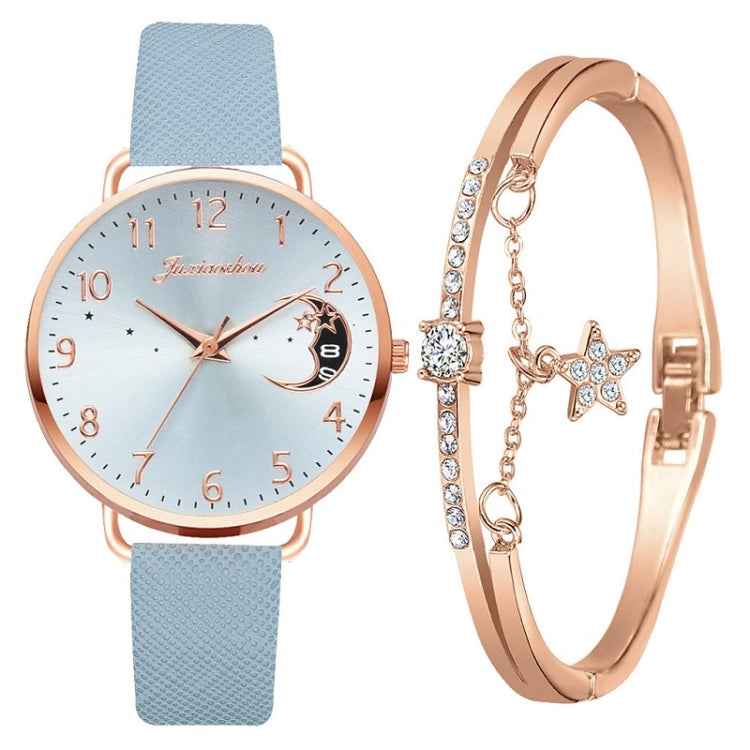 Ladies Moon Pattern Dial PU Strap Quartz Watch