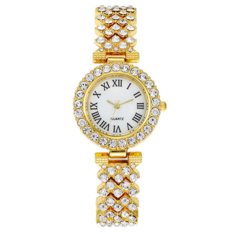 Fashion Roman Pattern Diamond Ladies Quartz Watch