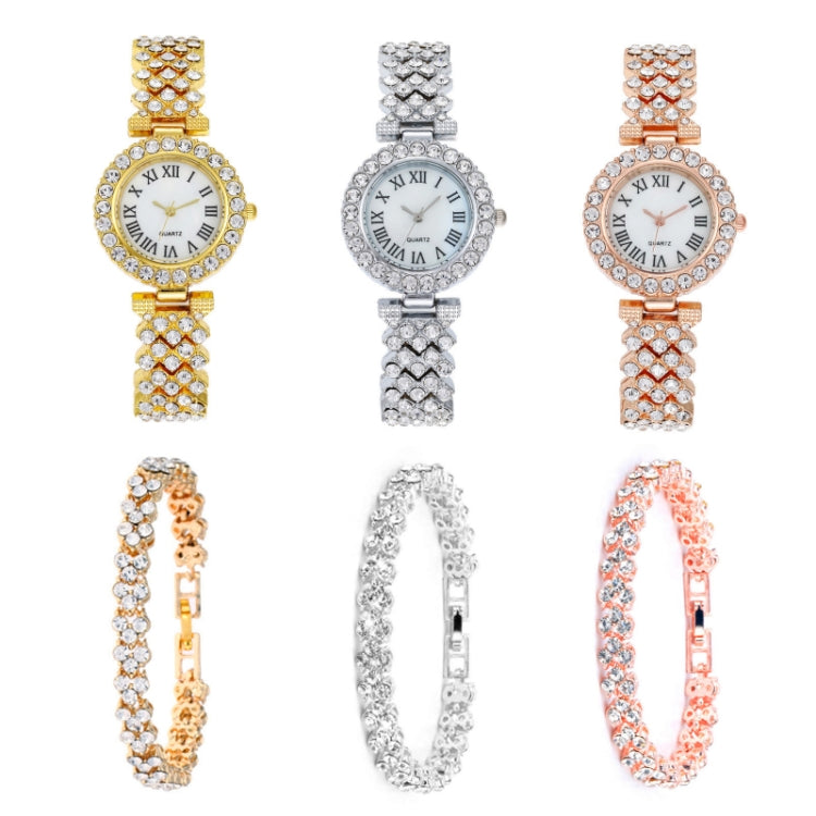 Fashion Roman Pattern Diamond Ladies Quartz Watch