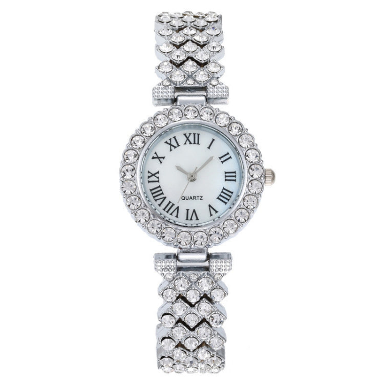 Fashion Roman Pattern Diamond Ladies Quartz Watch