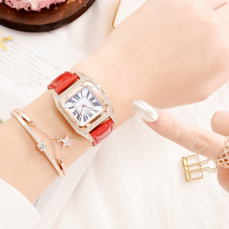 Women Fashion Tonneau Square Strap Quartz Watch