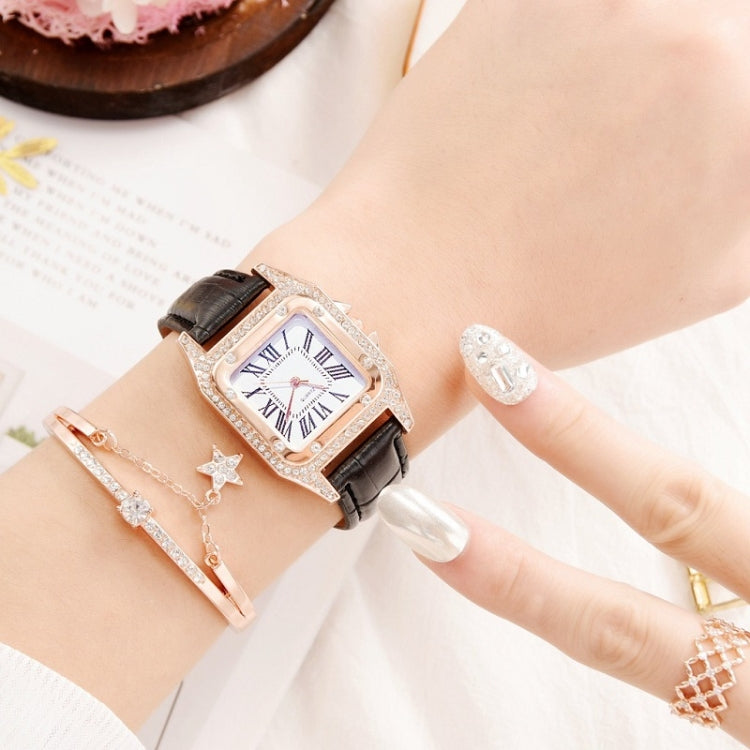 Women Fashion Tonneau Square Strap Quartz Watch