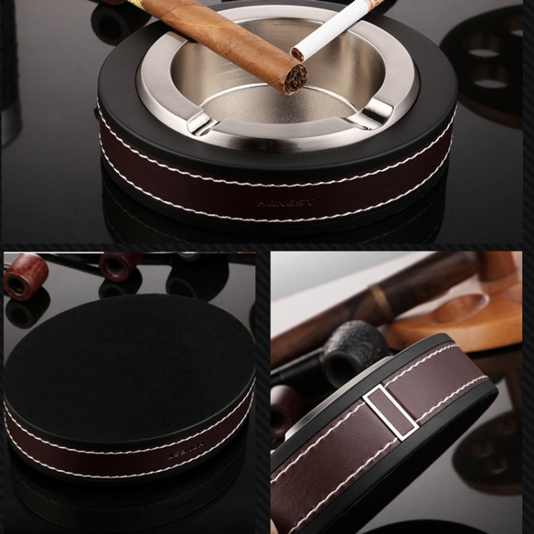 HONEST Cigar Ashtray Metal Cowhide Leather Personalized Ashtray My Store