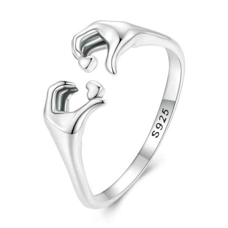 Sterling Silver S925 Heart Gesture Opening Romantic Ring Reluova