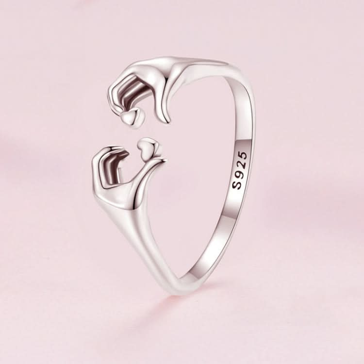 Sterling Silver S925 Heart Gesture Opening Romantic Ring Reluova