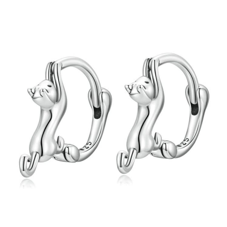 Sterling Silver S925 Diamond Stretch Cat Stretch Earrings, Size: Reluova