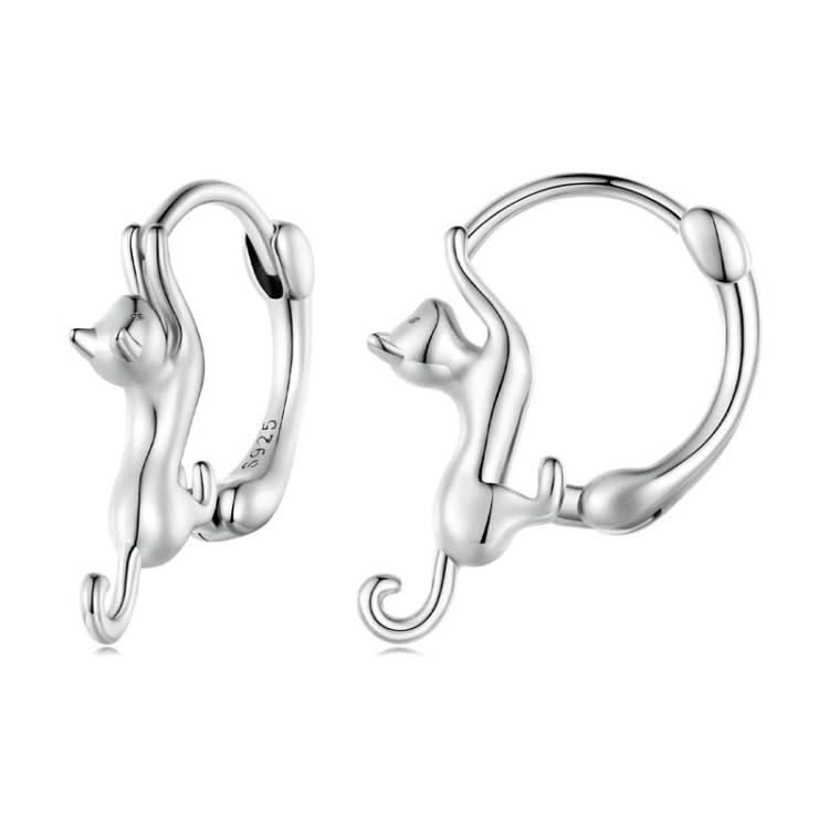 Sterling Silver S925 Diamond Stretch Cat Stretch Earrings, Size: Reluova