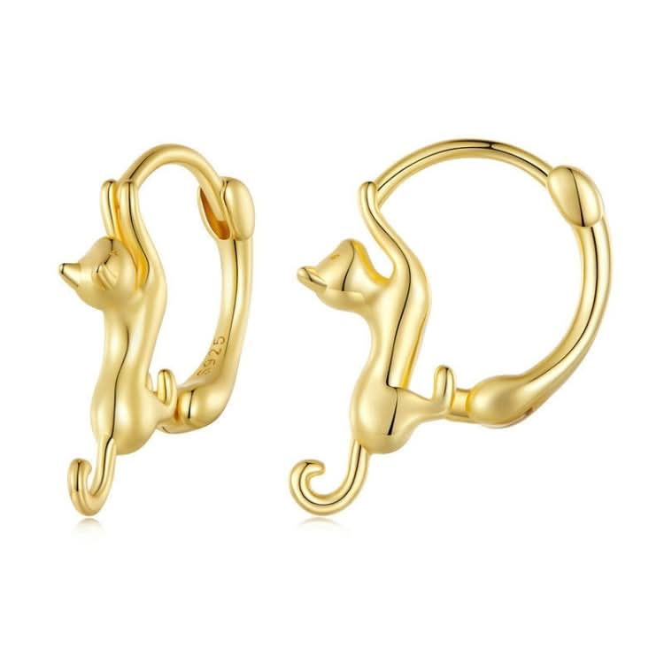 Sterling Silver S925 Diamond Stretch Cat Stretch Earrings, Size: Reluova