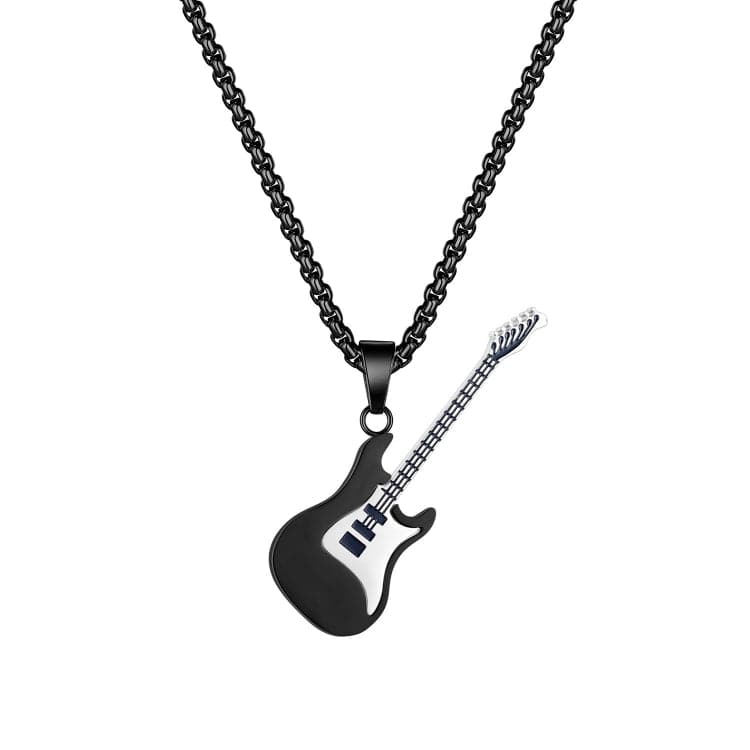 OPK 1989 Personality Stainless Steel Guitar Pendant Titanium Steel Necklace Reluova