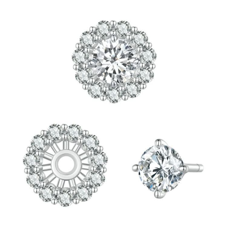 Sterling Silver S925 Round Moissanite Detachable Stud Earrings Reluova