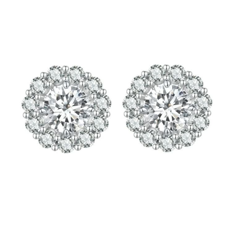 Sterling Silver S925 Round Moissanite Detachable Stud Earrings Reluova