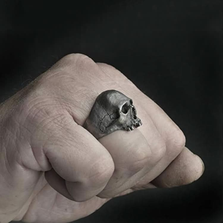 C56213 2pcs Punk Vintage Skull Ring Horror Skull Ring Men Gift Reluova