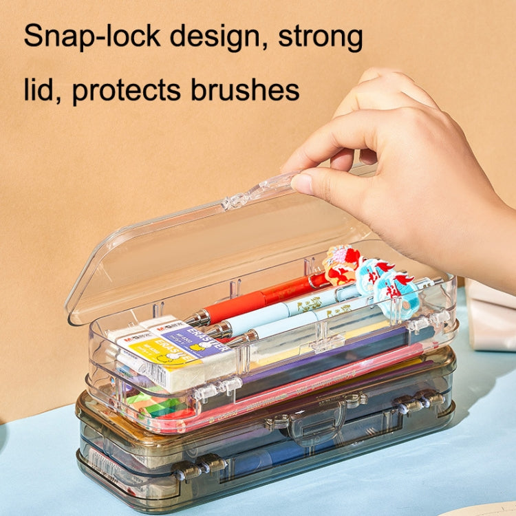 RJ 26 Large Capacity Simple Pen Bag Hand Lifting Transparent Double Layer Student Stationery Storage Box My Store