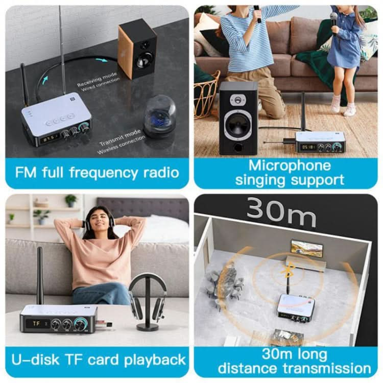 M9 Pro 5.1 Bluetooth Receiver Launcher FM Radio 4 In 1 NFC Audio Adapter