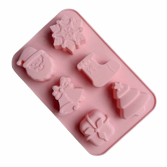 6 Cavity Cake Mold Food Grade Non-Stick Silicone Merry Christmas Festival Dessert Making Mould-Reluova