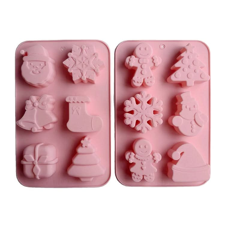 6 Cavity Cake Mold Food Grade Non-Stick Silicone Merry Christmas Festival Dessert Making Mould-Reluova