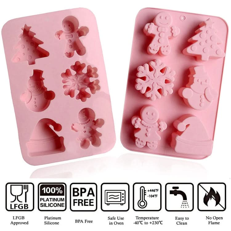 6 Cavity Cake Mold Food Grade Non-Stick Silicone Merry Christmas Festival Dessert Making Mould-Reluova