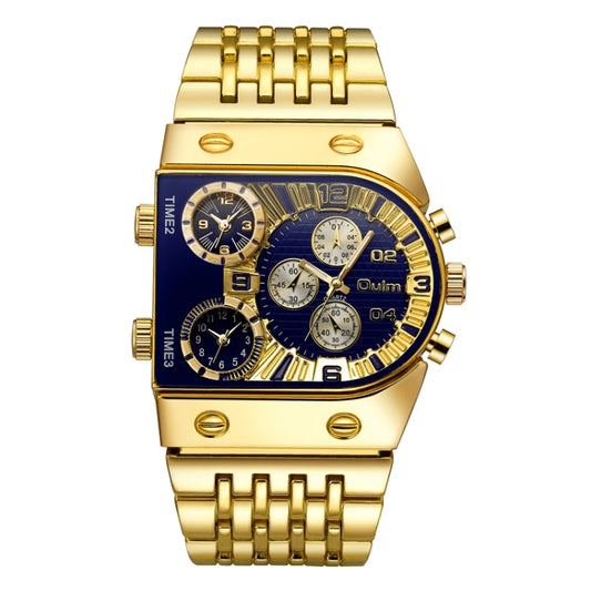 Oulm 9315 Multi Time Zone Large Dial Luminous Men Watch Steel Strap Casual Quartz Watch Reluova