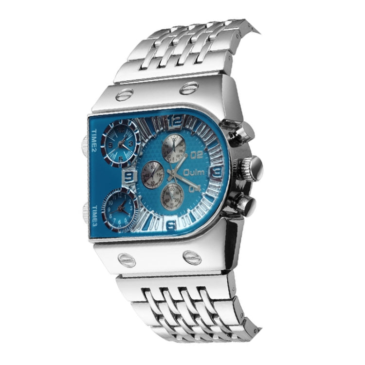 Oulm 9315 Multi Time Zone Large Dial Luminous Men Watch Steel Strap Casual Quartz Watch