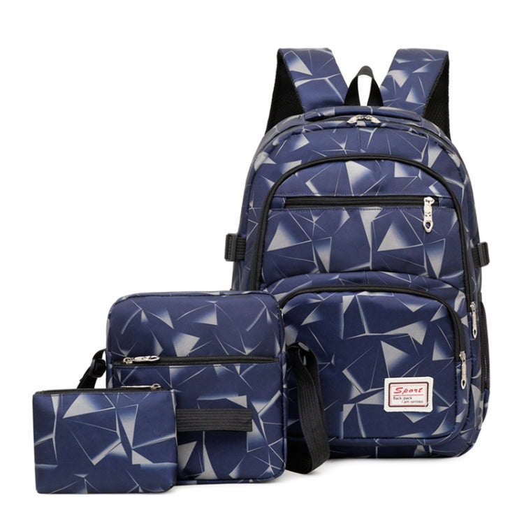 WA208 3 In 1 Diamond Print Canvas Backpack Shoulder Bag Student Schoolbag Reluova