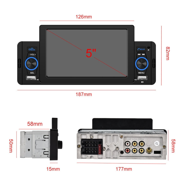 F133 5 inches Car MP5 Wired CarPlay Universal Bluetooth Player With Microphone, Style: