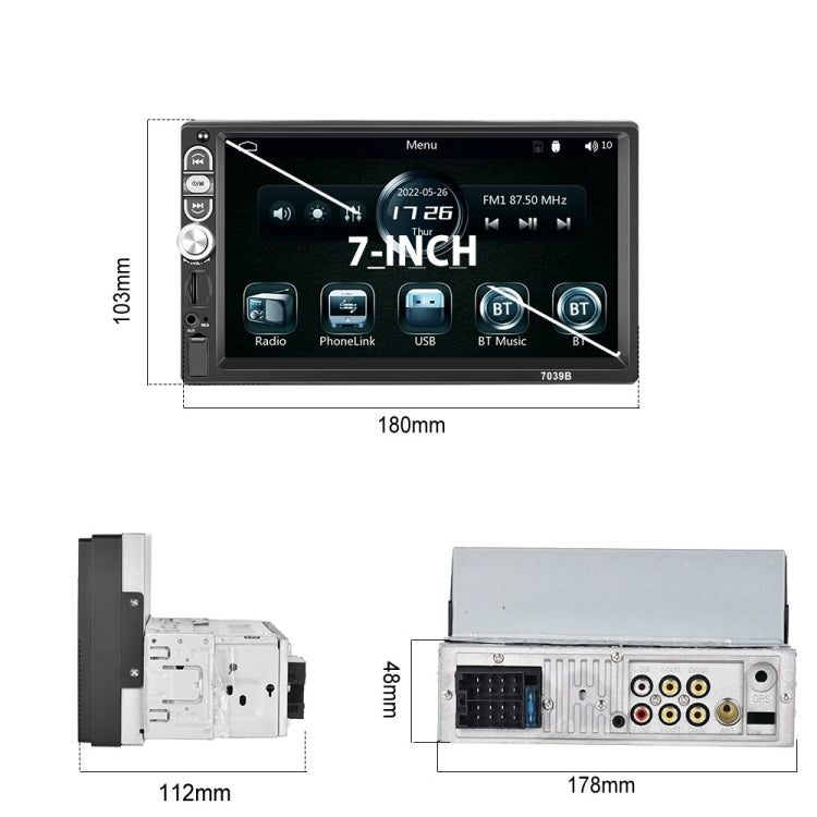 F133 7 Inches MP5 Bluetooth Player Universal Wired CarPlay Reversing Image Integrated, Style: