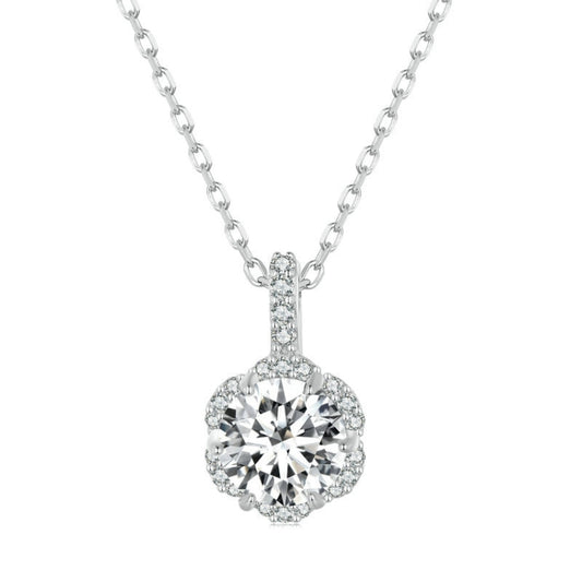 Sterling Silver S925 White Gold Plated Zircon Moissanite Necklace