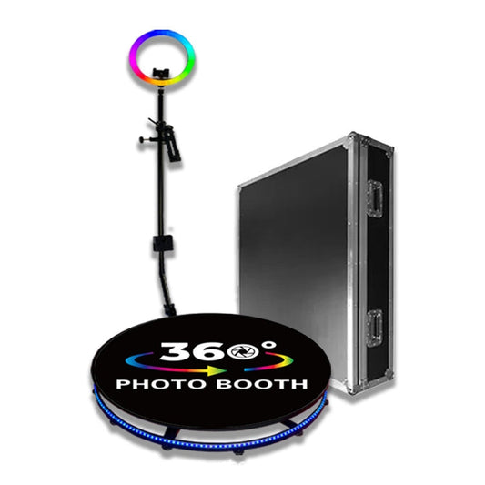 RGB Fill Light Photo Booth Turning Led Camera Photo Spin Stand With Flight Case