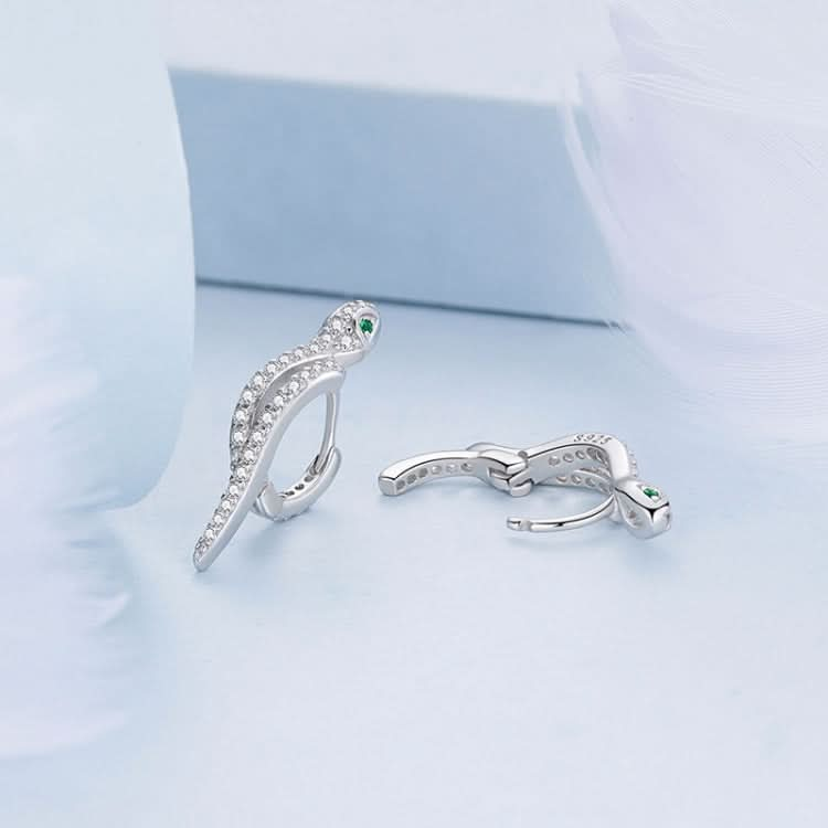 BSE669 Sterling Silver S925 White Gold Plated Zircon Snake Earrings Reluova