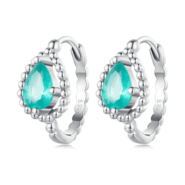 Sterling Silver S925 Blue Green Zircon Round Plated Gold Plated Earrings Reluova