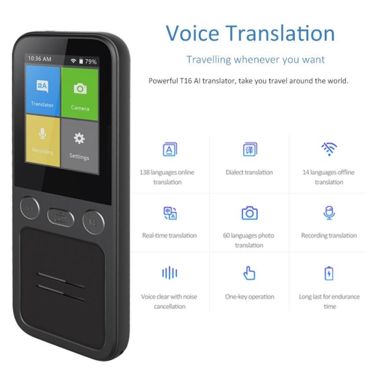 T16 Smart AI Translation Travel Translator Supports 138 Language Mutual Translation 14 Offline Translation