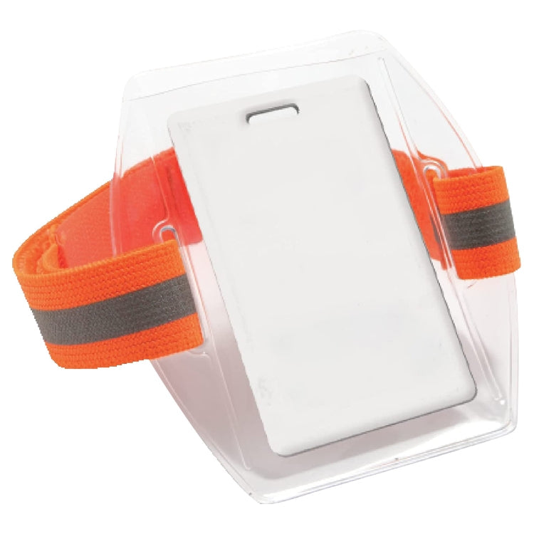 PVC Soft Plastic Card Holder Polyester Reflective Wristband Badge Card Holder Arm Adjustable ID Badge My Store