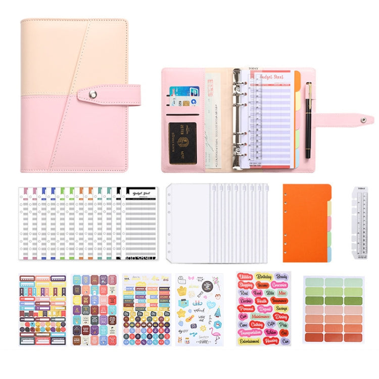 A6 YMX-012 PU Leather Budget Binder Notebook Macaron Color Matching Handbook My Store