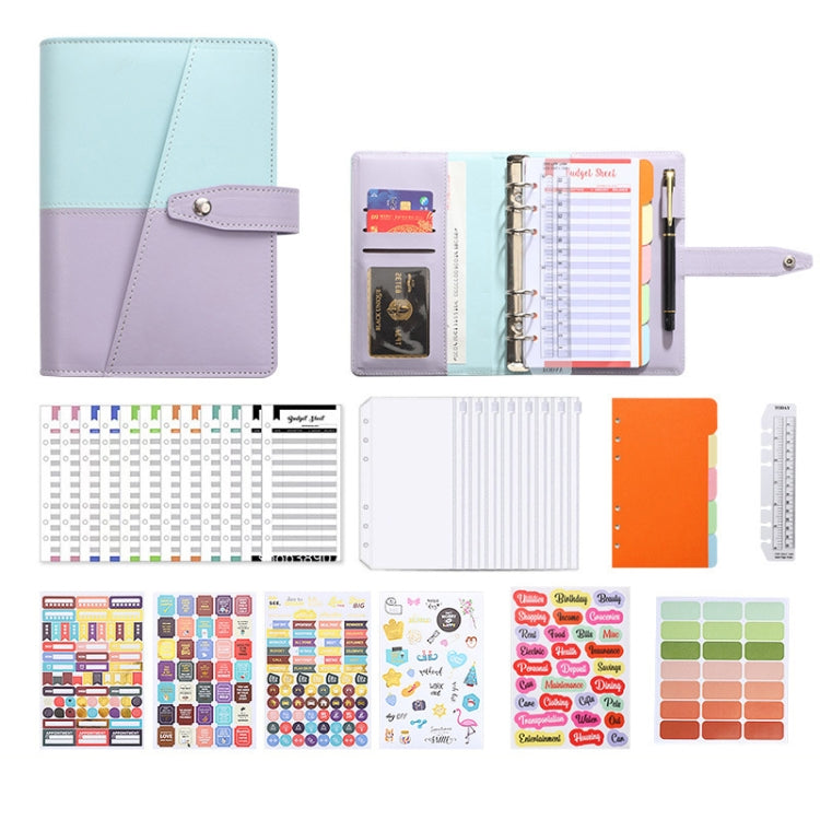 A6 YMX-012 PU Leather Budget Binder Notebook Macaron Color Matching Handbook My Store