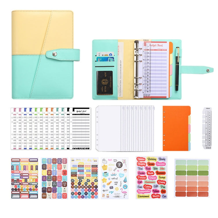 A6 YMX-012 PU Leather Budget Binder Notebook Macaron Color Matching Handbook My Store