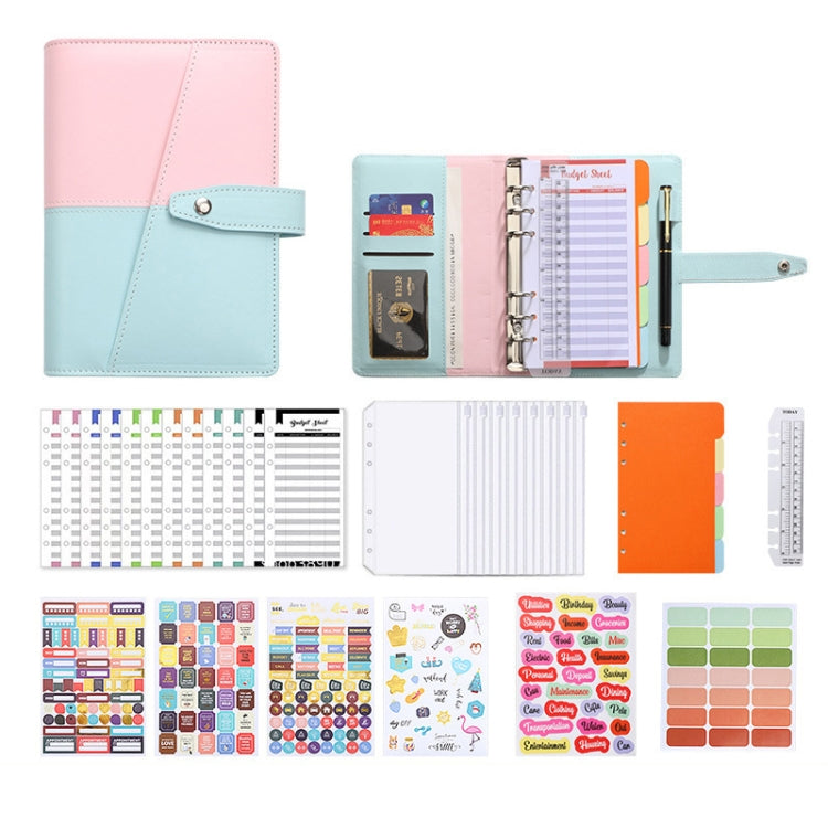 A6 YMX-012 PU Leather Budget Binder Notebook Macaron Color Matching Handbook My Store