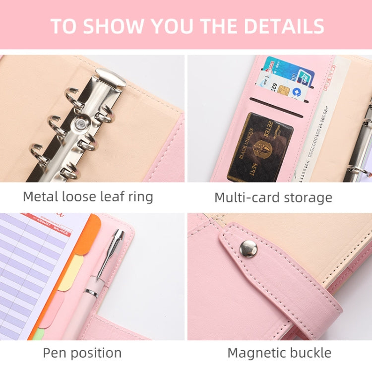 A6 YMX-012 PU Leather Budget Binder Notebook Macaron Color Matching Handbook My Store