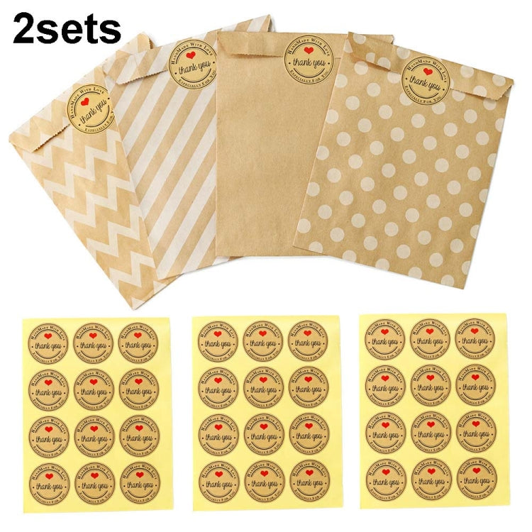 2sets Wave Dot Packaging Kraft Paper Bag Stickers DIY Baking Packaging Gift Bags My Store