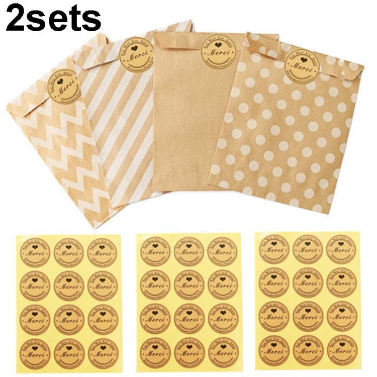 2sets Wave Dot Packaging Kraft Paper Bag Stickers DIY Baking Packaging Gift Bags My Store