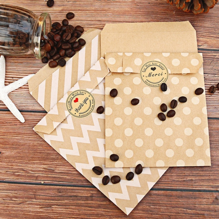 2sets Wave Dot Packaging Kraft Paper Bag Stickers DIY Baking Packaging Gift Bags