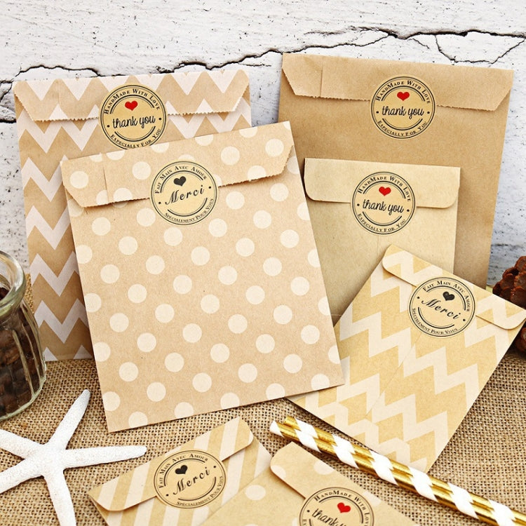 2sets Wave Dot Packaging Kraft Paper Bag Stickers DIY Baking Packaging Gift Bags