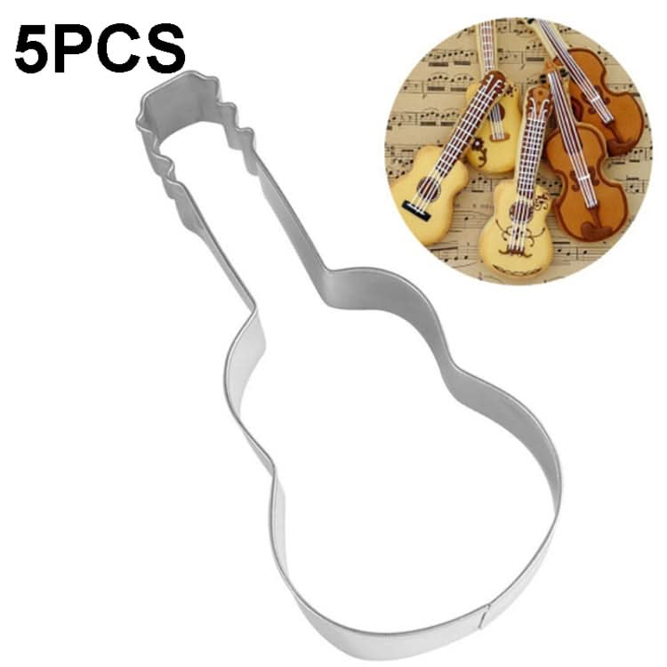 5pcs Guitar Shape Baking Biscuit Mold Stainless Steel Fondant Mousse Circle-Reluova