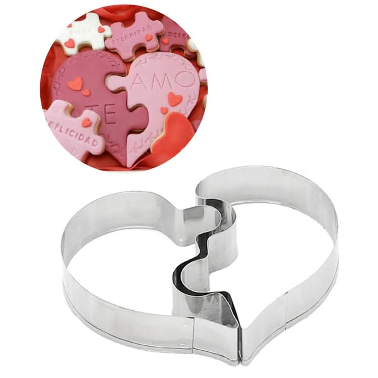 Left Heart+Right Heart Love Puzzle Biscuit Mold - Reluova