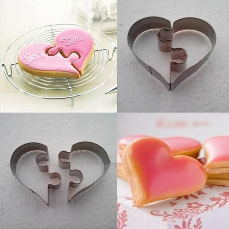 Left Heart+Right Heart Love Puzzle Biscuit Mold - Reluova