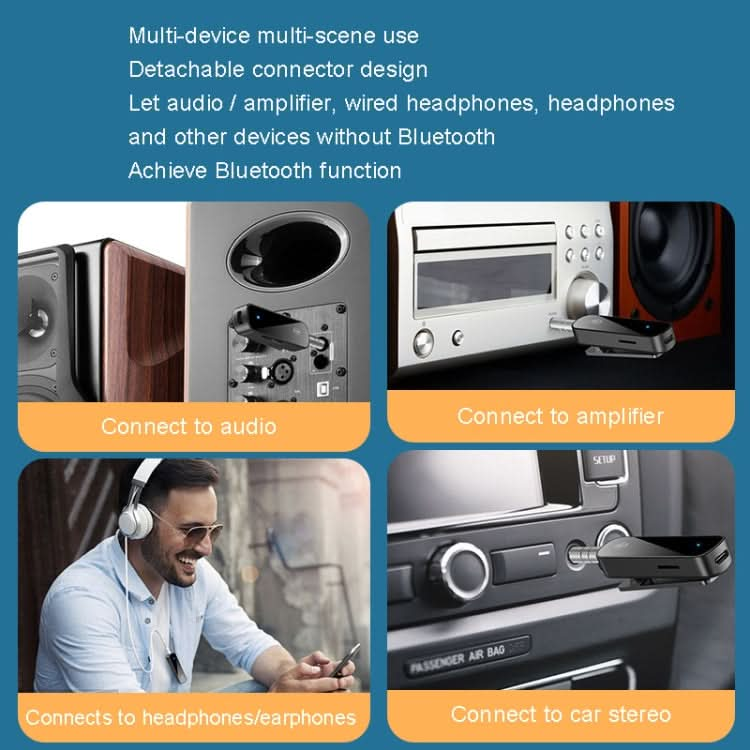 Y2 HiFi Bluetooth 5.3 Audio Receiver Lavalier 3.5mm Audio Call Converter Support TF Card Playback