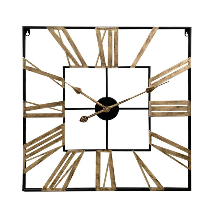 2053 58cm Vintage Living Room Wrought Iron Square Roman Metal Wall Clock